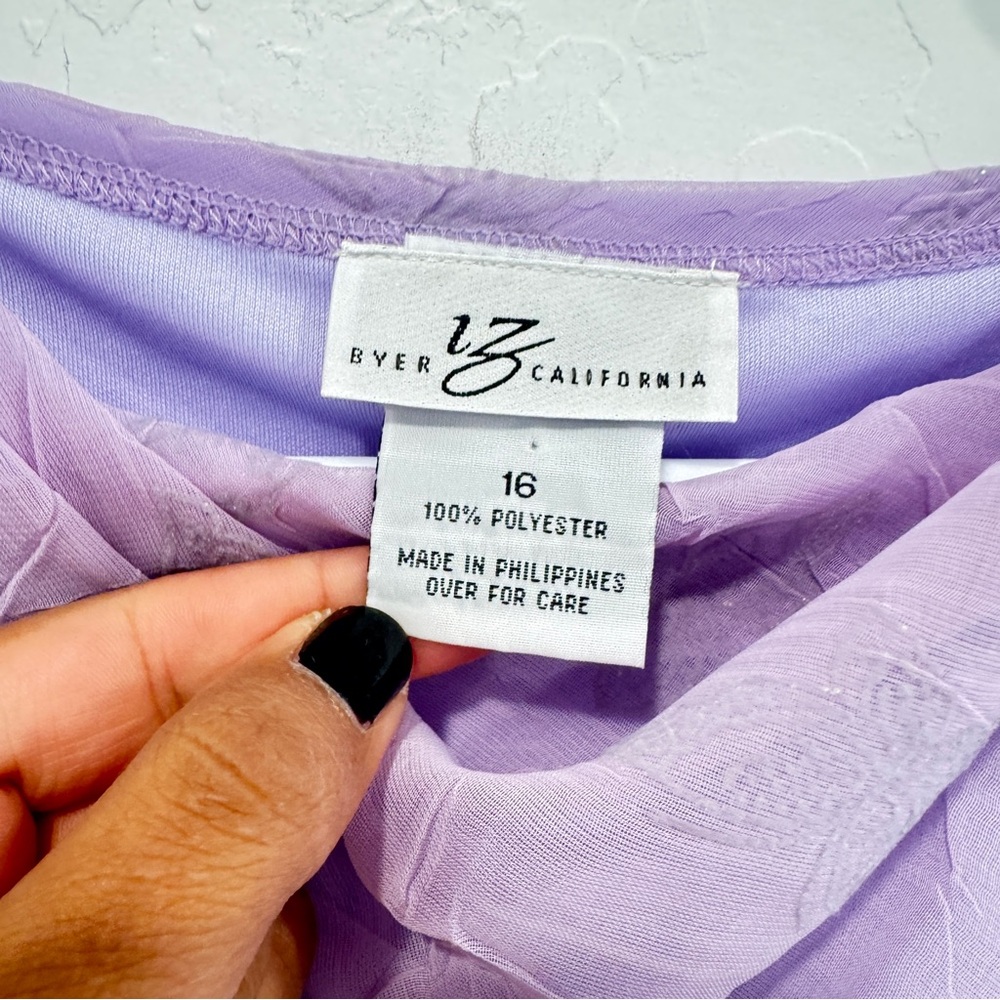 Y2K Byer California Butterfly Dress Midi Purple Womens 16 Sparkles Whimsigoth - Picture 5 of 10